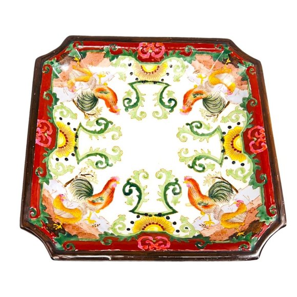 Vintage Hua Ping Tang Zhi Chinese Hand Painted Decorative Plate Rooster Design - Picture 1 of 8